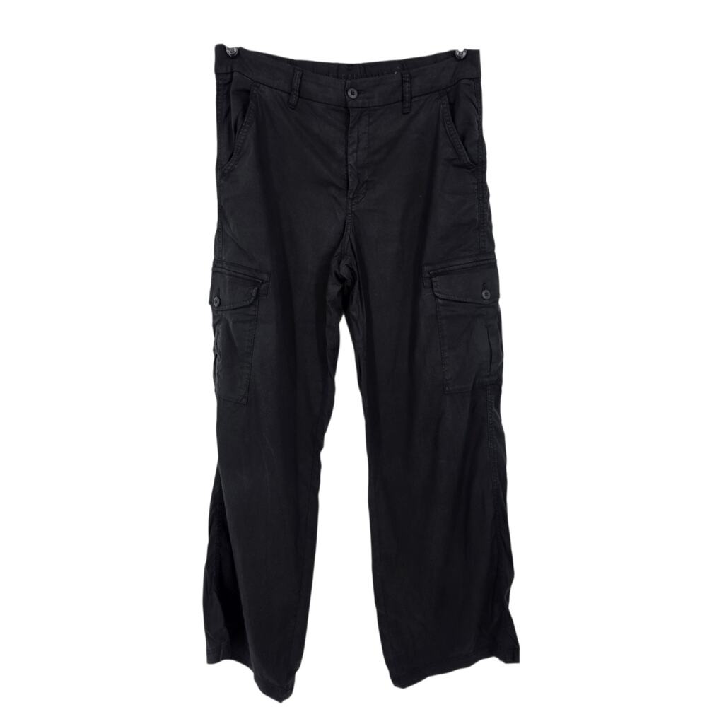 NWT American Eagle Black Mid Rise Baggy Wide Leg Cargo Pants Size 12 Long